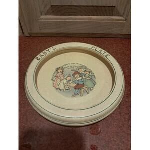 Vintage Roseville Pottery Juvenile Creamware Baby's Plate Nursery Rhyme
